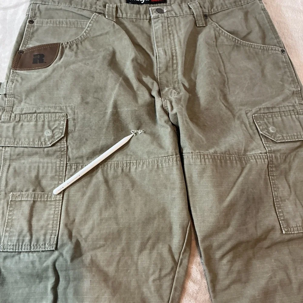 Wrangler‎ RIGGS Workwear Mens Cargo Pants Olive Green Ripstop 3W060BR 38x36 Cut